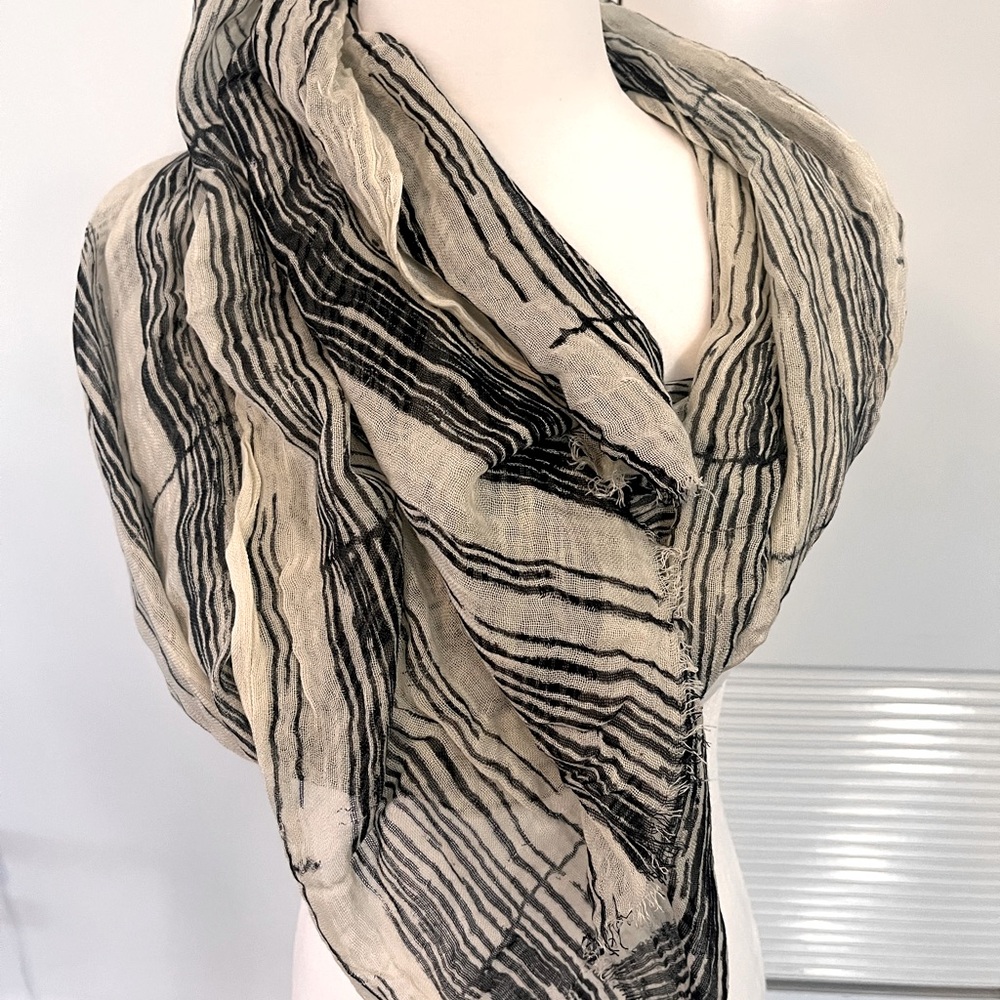 Rudsak Striped Black and Cream Scarf